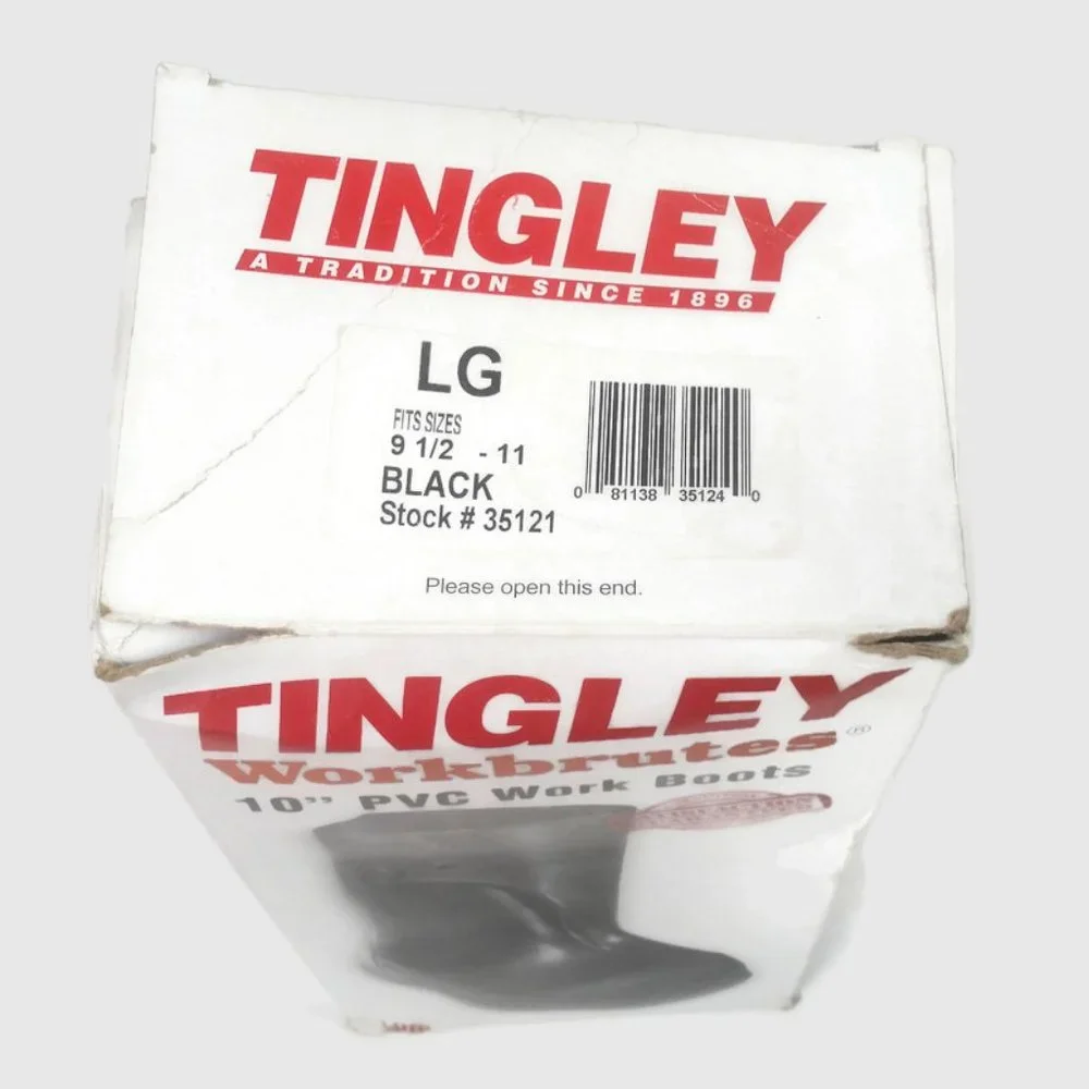Tingley Workbrutes 10” PVC Work Boots LG (size 9.5-11) Waterproof Black 35121